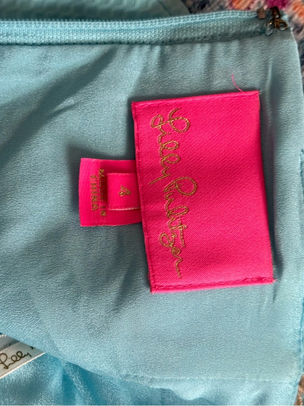 Lilly Pulitzer Turquoise Mini Dress with Gold Trim - Picture 5 of 5